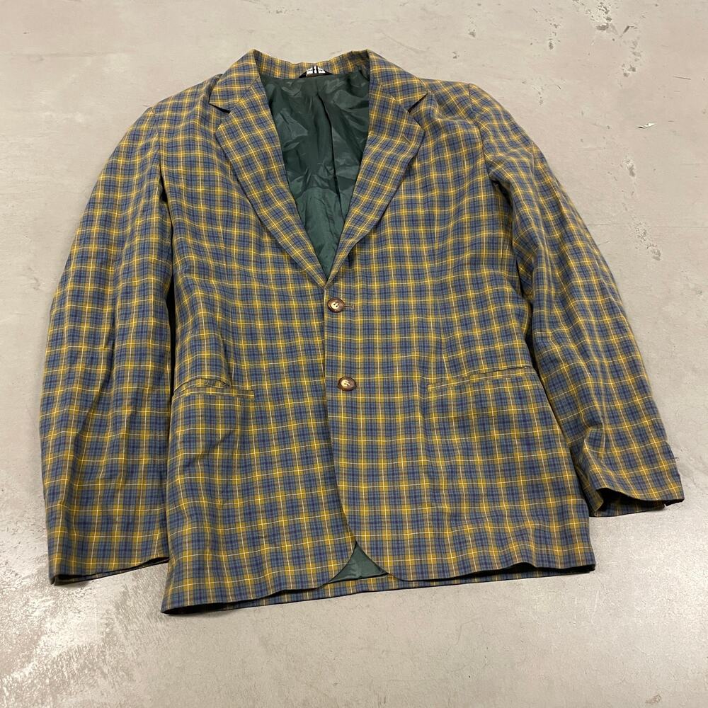 90s yellow plaid gap blazer jacket